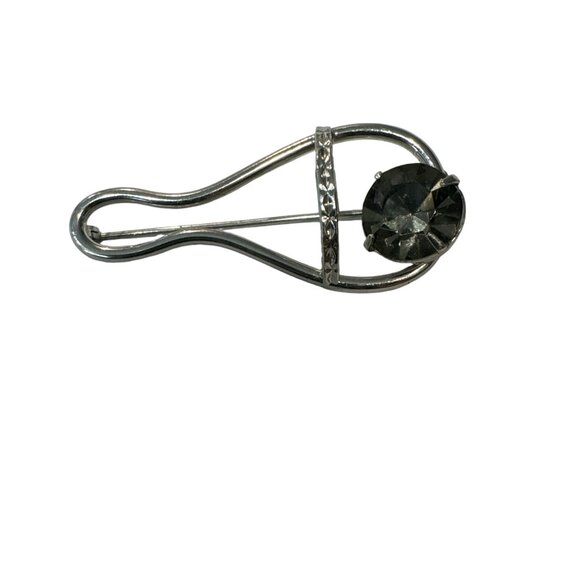 Vintage Brooch Bond Boyd Sterling Smoky Grey Rhinestone Round 60's Pin - Picture 3 of 10